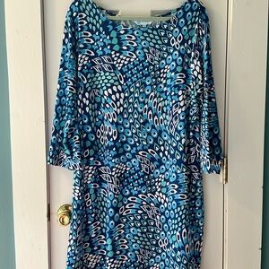 Escapada Blue and White Leaf Print Top